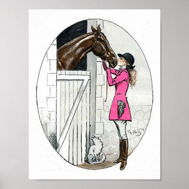 En tjej och hennes häst rosa jacka poster (Framsidan)