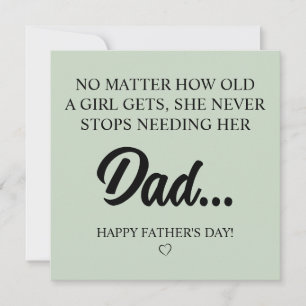 En tjej slutar aldrig att behöva sin pappa kort