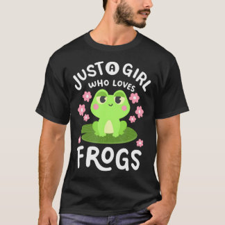 En tjej som älskar grodor Kawaii Groddjursälskare  T Shirt
