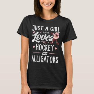 En Tjej Som Älskar Hockey Och Alligatorer Present T Shirt