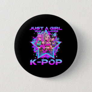 En tjej som älskar k-pop barn tjejer k-pop födelse knapp