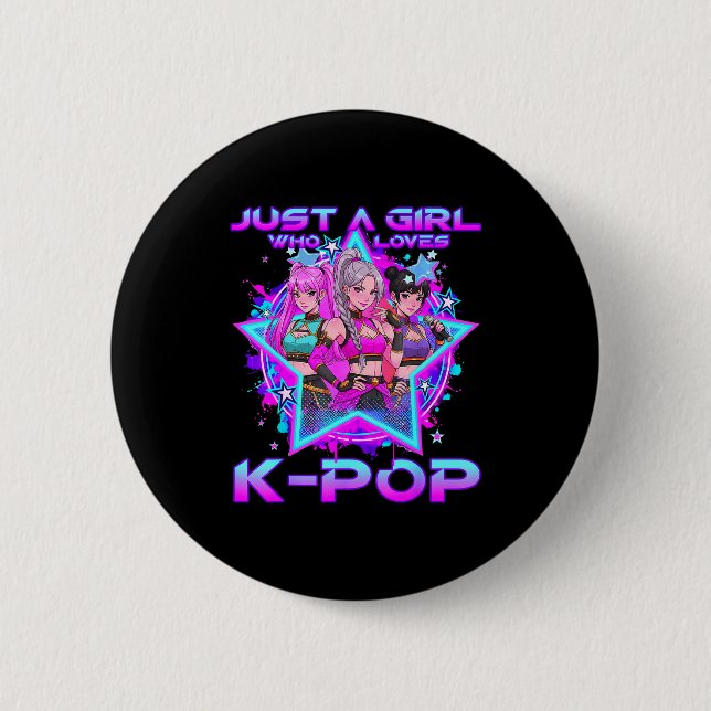 En tjej som älskar k-pop barn tjejer k-pop födelse knapp (Framsida)