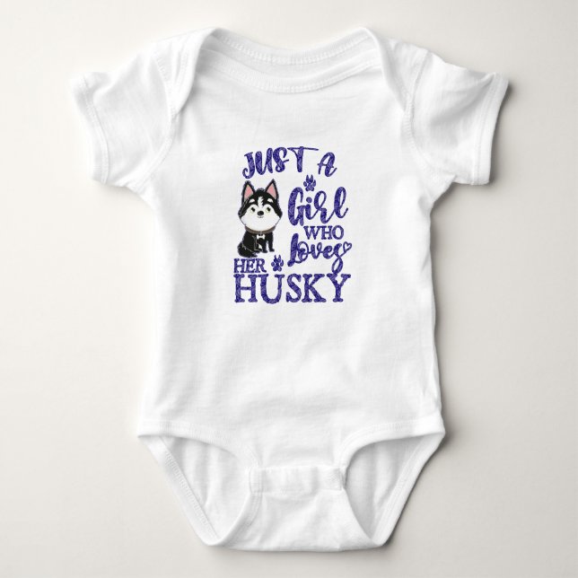 En tjej som kärlek hennes husky, hundälskare, eski t shirt (Framsida)