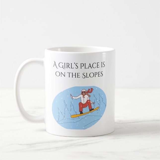 En tjejs Ställe är på Slopes Kaffemugg (Vänster)