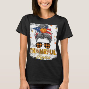En tjusig Mamma Funny Messy Bun Pumpkin Höst T Shirt