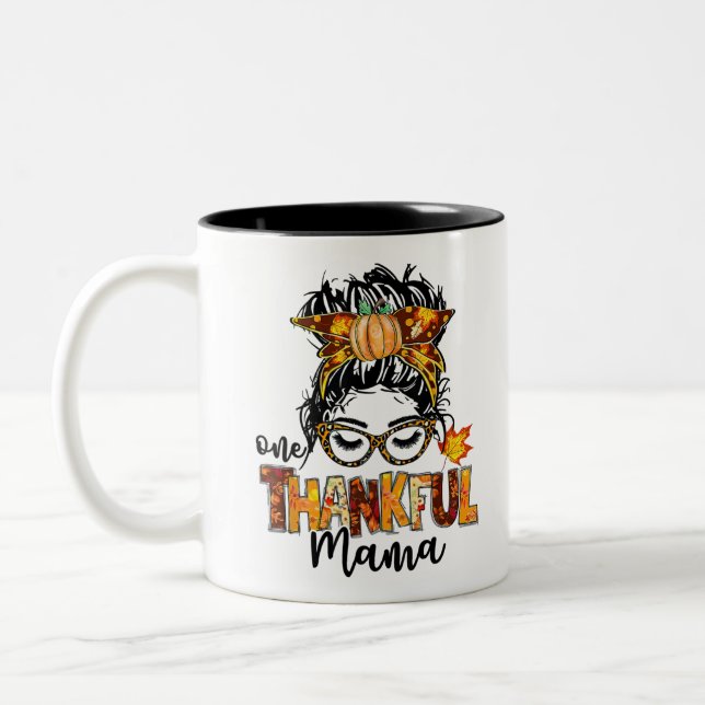 En tjusig Mamma, lustig Messy Bun-höst Två-Tonad Mugg (Vänster)