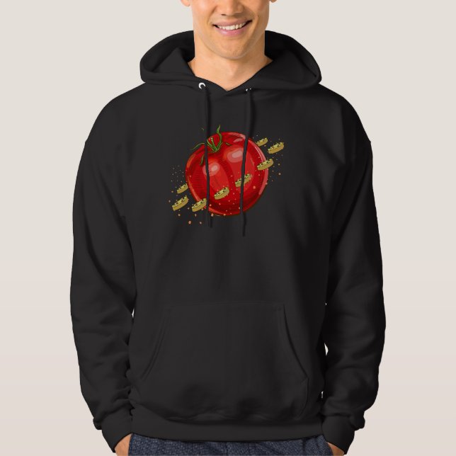En tomatplanet med pizzor runt honom hoodie (Framsida)