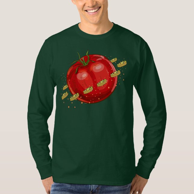 En tomatplanet med pizzor runt honom t shirt (Framsida)