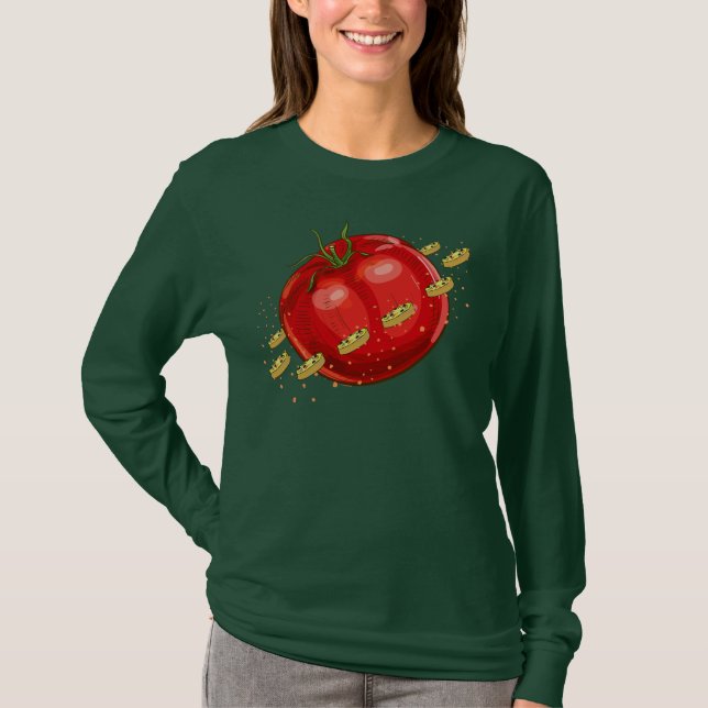 En tomatplanet med pizzor runt honom t shirt (Framsida)