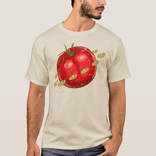 En tomatplanet med pizzor runt honom t shirt (Framsida)