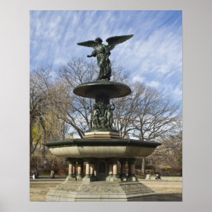 En torr vintern Bethesda Fontän i Central Park Poster