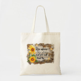 En Tote Bag med solros och citat Tygkasse