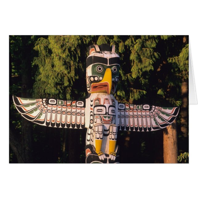 En totem i Vancouver, Kanada. Hälsningskort (Framsidan Horizontal)