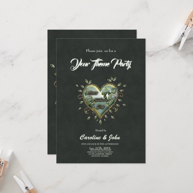 En touch av elegans: Glad mors dag. Inbjudningar (Fram/Back In Situ)