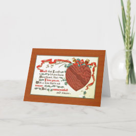 en träarbetarsnickare Valentine med trähjärta Helgkort