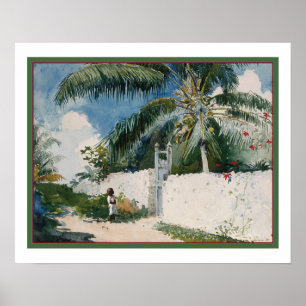 "En trädgård i Nassau" 1885 av Winslow Homer Poster