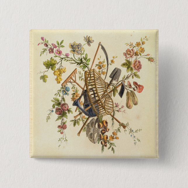 En trädgårds- textildesign, från 'contenant un för knapp (Framsida)