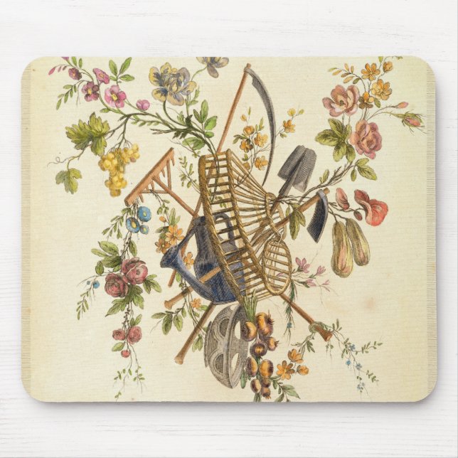 En trädgårds- textildesign, från 'contenant un för musmatta (Framsidan)