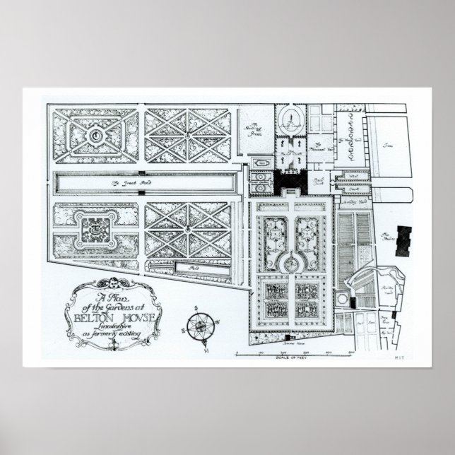 En trädgårdsplan i Belton House, Lincolnshir Poster (Framsidan)