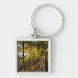 En träpromenad i Acadia National Park Maine Fyrkantig Silverfärgad Nyckelring