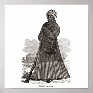 En träsnitt avbildar av Harriet Tubman, för 1869 Poster