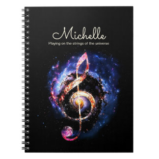 En Treble Clef i Galactic Spiral. Utrymme och musi Anteckningsbok