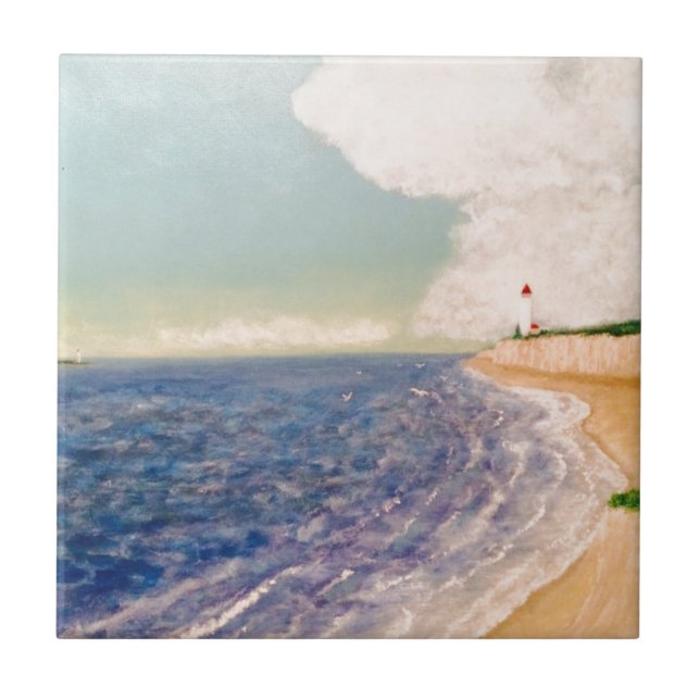 En trevlig sandig strand kakelplatta (Framsidan)