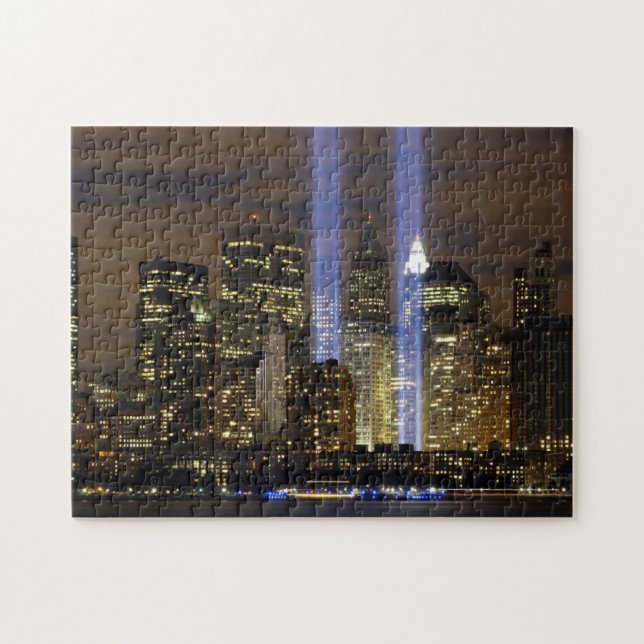 En tribute till tvillingbröderna på 9/11. pussel (Horisontell)