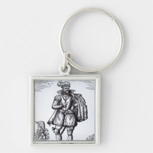 En Tudor gentleman Fyrkantig Silverfärgad Nyckelring