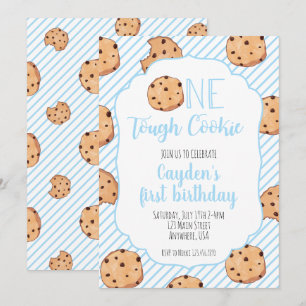 En Tuff Cookie Blue första födelsedag Inbjudningar