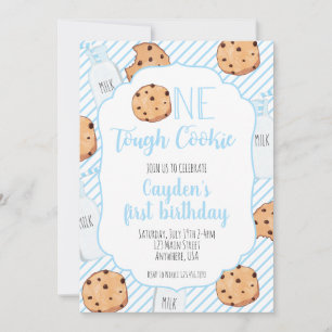 En Tuff Cookie Blue första födelsedag Inbjudningar