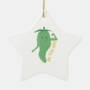 En tuff peppar julgransprydnad keramik