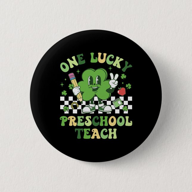 En tur förskolelärare Tomte St Patricks Day  Knapp (Framsida)