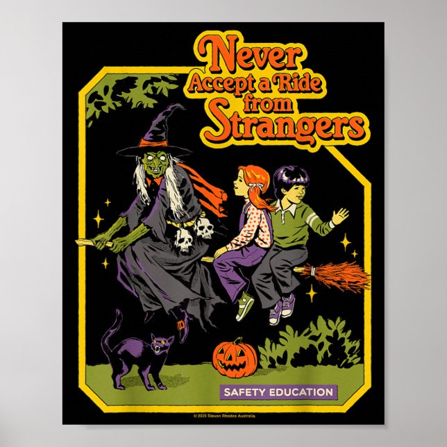 En tur häxor Halloween Sarksatisk Retro Rollig Poster (Framsidan)