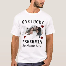 En turist fiskare som matchar ett fiskfoto t shirt