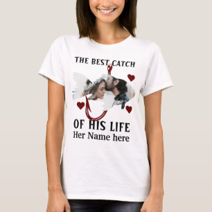 En turist fiskare som matchar ett fiskfoto t shirt