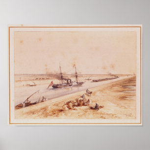 En turk paddlar steameren som upp går den Suez Poster