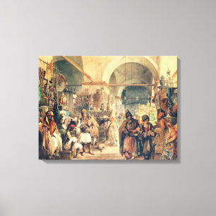 En turkisk basar, 1854 (rita & w/c på papper), canvastryck