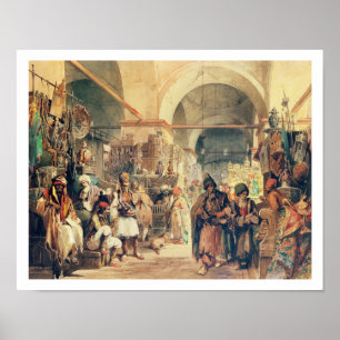 En turkisk basar, 1854 (rita & w/c på papper), poster