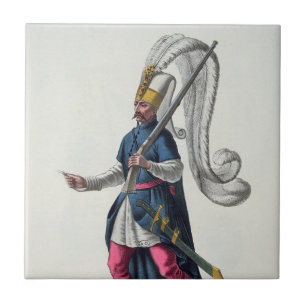 En turkisk-janissary som åker till krig i kostym  kakelplatta