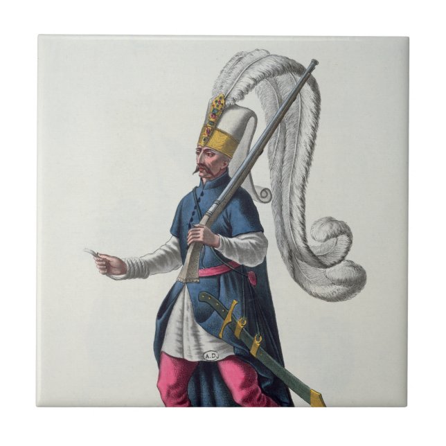 En turkisk-janissary som åker till krig i kostym  kakelplatta (Framsidan)