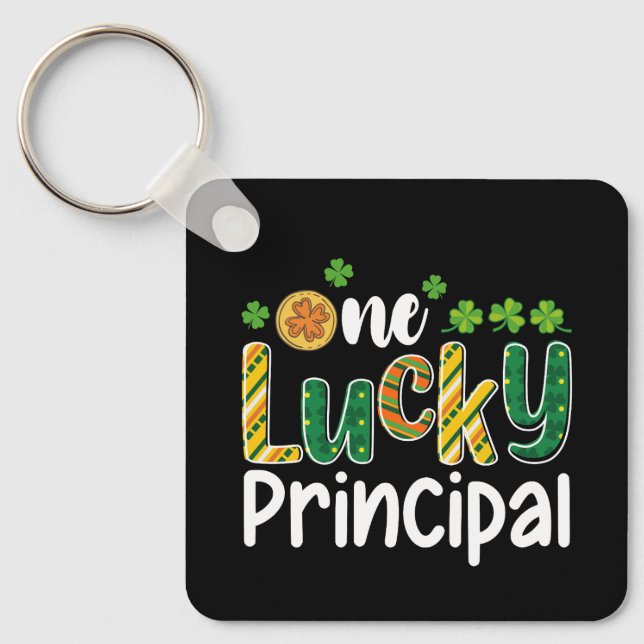 En turprickande rektor skola St Patrick's Day Nyckelring (Framsida)