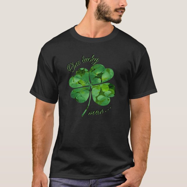 En tursam man - 4 Löv Klöver - St. Patrick's day T Shirt (Framsida)