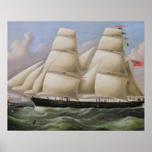 En två Masted Schooner av Dover (olja på kanfas) Poster