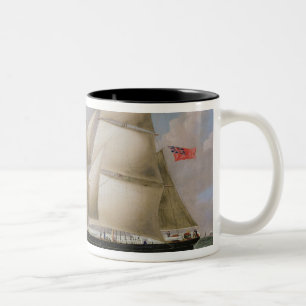 En två Masted Schooner av Dover (olja på kanfas) Två-Tonad Mugg