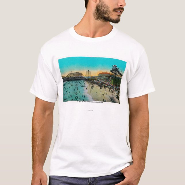 En typisk badningplats på Long Beach T Shirt (Framsida)