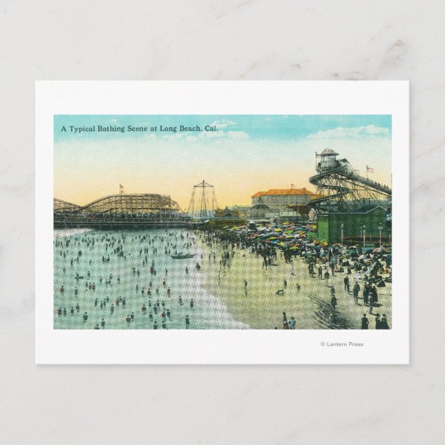 En typisk badplats vid stranden vykort (Framsida)