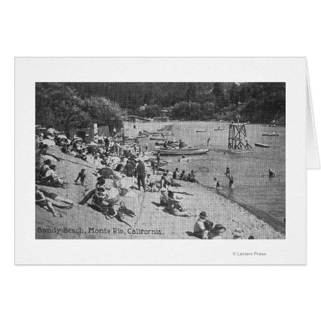 En typisk dag vid Sandy Beach Monte Rio, CA Hälsningskort (Framsidan Horizontal)