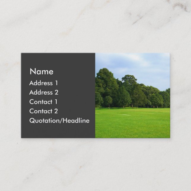 En tyst eftermiddag i parken visitkort (Framsida)