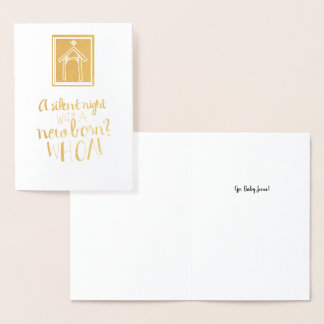 "En tyst natt med nyfödd?" Foil Helgdag Card Folierat Kort